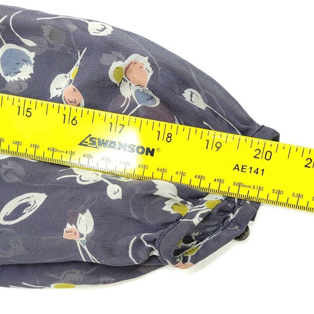 Boden‎ Dress Women 4R Blue Gray Floral 100% Silk Long Sleeve Sheer Occasion - Picture 6 of 12